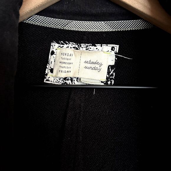 Saturday Sunday Anthropologie Black Drape Terry Cardigan Jacket - Picture 3 of 7